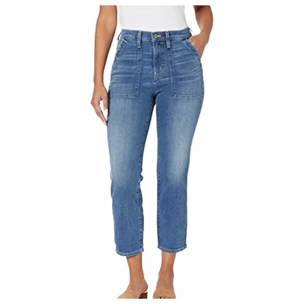 J.Crew Factory Womens High Rise Patch Pocket Straight Crop Jeans 27 Petite New